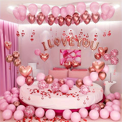 Romantic Balloons Set with Rose Petals and Letter Balloons