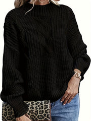 Casual Sweater Women's Plus Solid Jacquard Long Sleeve