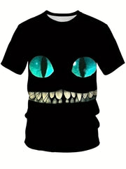 Boys' 3D Cat Graphic T-Shirt Active & Stretchy Short Sleeve Tee