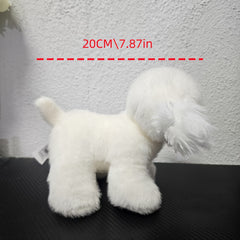 Bichon Puppy Plush Toy Soft Dog Stuffed Animal with Brown Accents