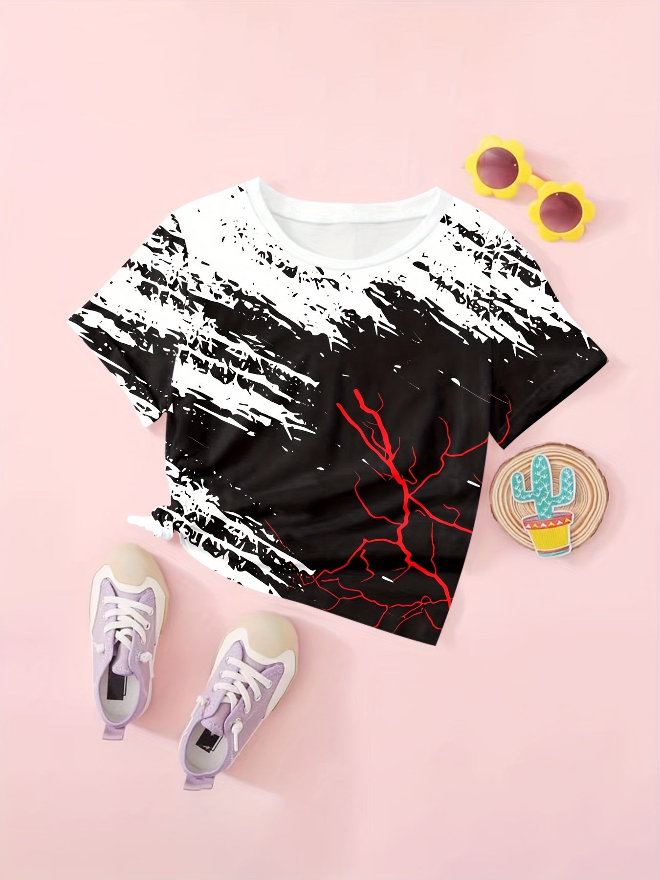 Girls Creative Pattern Short Sleeve T shirt Summer Sports
