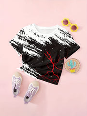 Girls Creative Pattern Short Sleeve T shirt Summer Sports