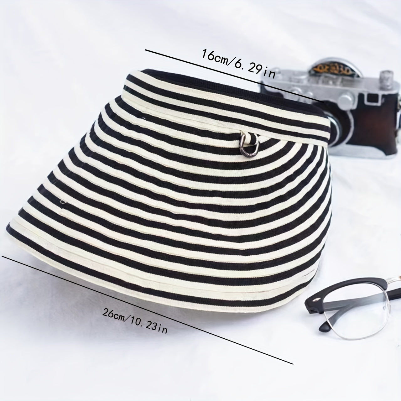 Striped Foldable Visor Hat Sun Protection Women