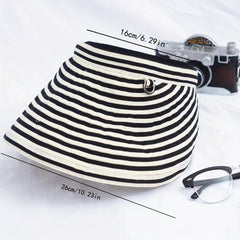 Striped Foldable Visor Hat Sun Protection Women