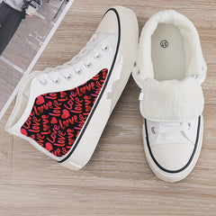 Girls High Top Love Hearts Skate Shoes Non Slip Casual Sneakers