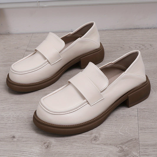 Women's Chunky Heel Loafers British Style Work Shoes