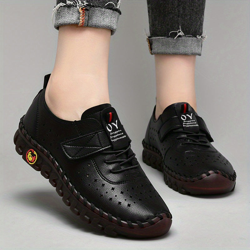 Women's Hollow Out Flat Sneakers Low Top Hook & Loop Shoes