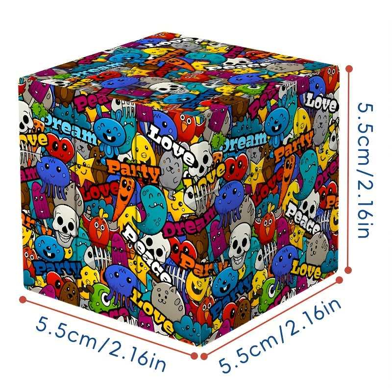 Colorful 3x3 Cube Puzzle Graffiti Art Toy for Christmas Halloween