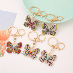 Zinc Alloy Diamond Butterfly Keychain Bag Ornament Holiday Gift