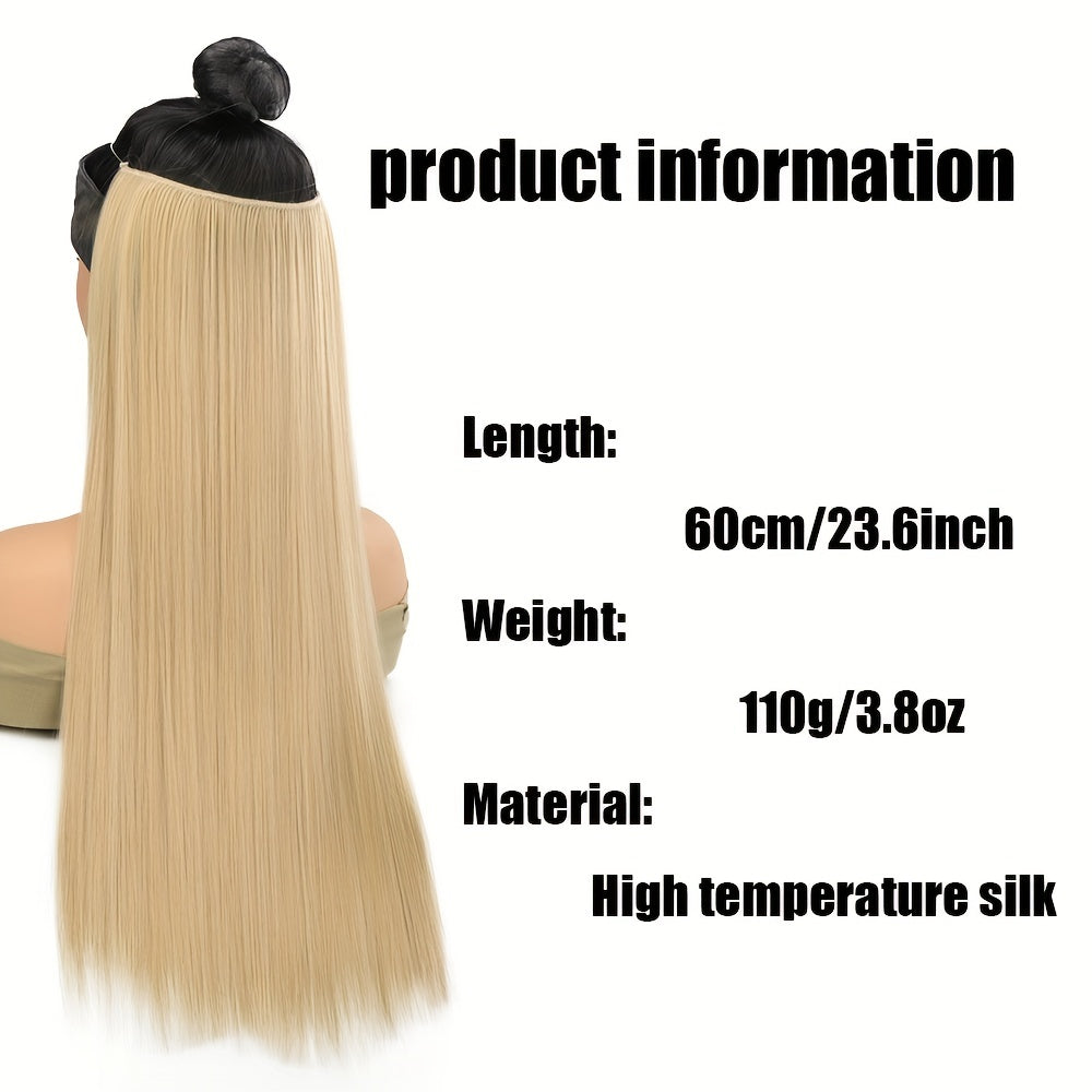 Straight Hair Extensions Wig with Invisible Fish Line for Adjustable Size