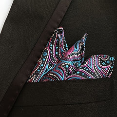 5 Assorted Mens Silk Pocket Square Handkerchiefs Set 25.4x25.4cm