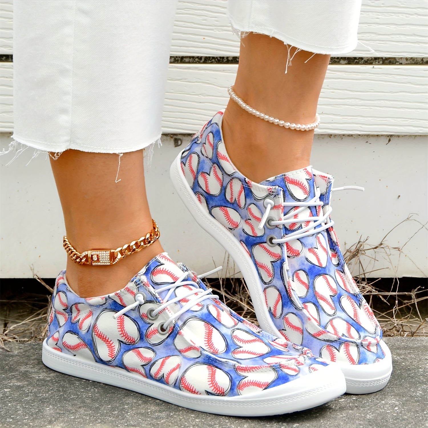 Women's Lightweight Casual Flat Sports Baseball Sneakers