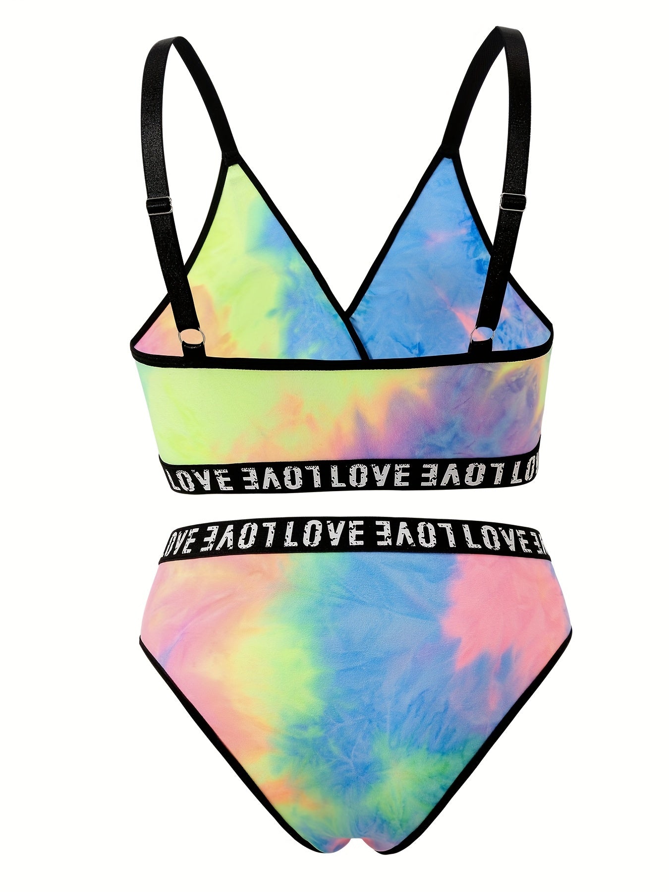 Tie Dye Letter Tape Bra & Underwear Set