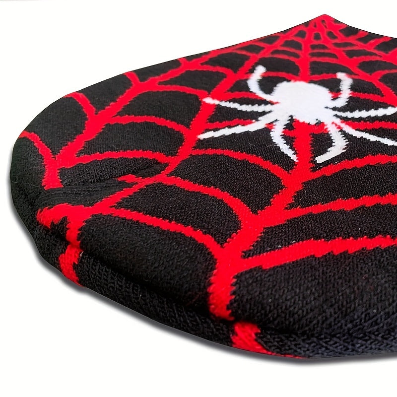 Y2K Knitted Beanie Spider Web Pattern Jacquard Hat