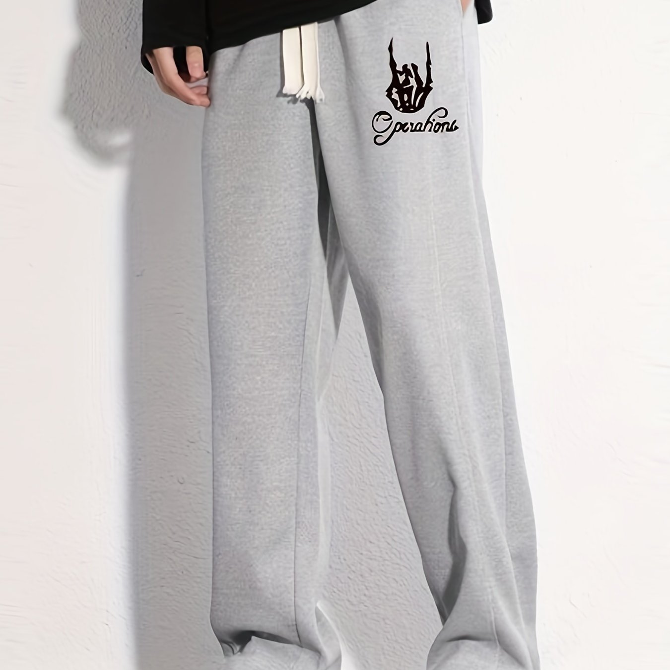 Graphic Print Joggers Men's Casual Loose Fit Drawstring Pants