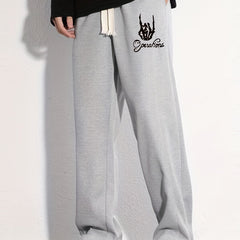 Graphic Print Joggers Men's Casual Loose Fit Drawstring Pants
