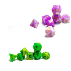 Mini Dice Set Purple & Dark Green for Table Game