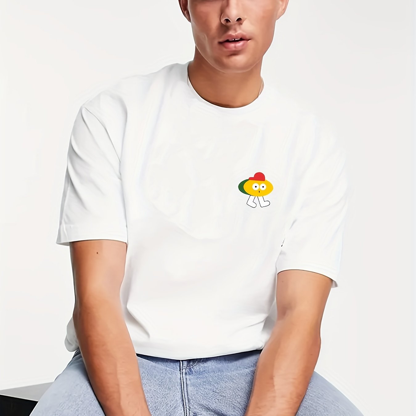 Men's Cartoon Pattern T-shirt - Active Slightly Stretch Breathable Tee