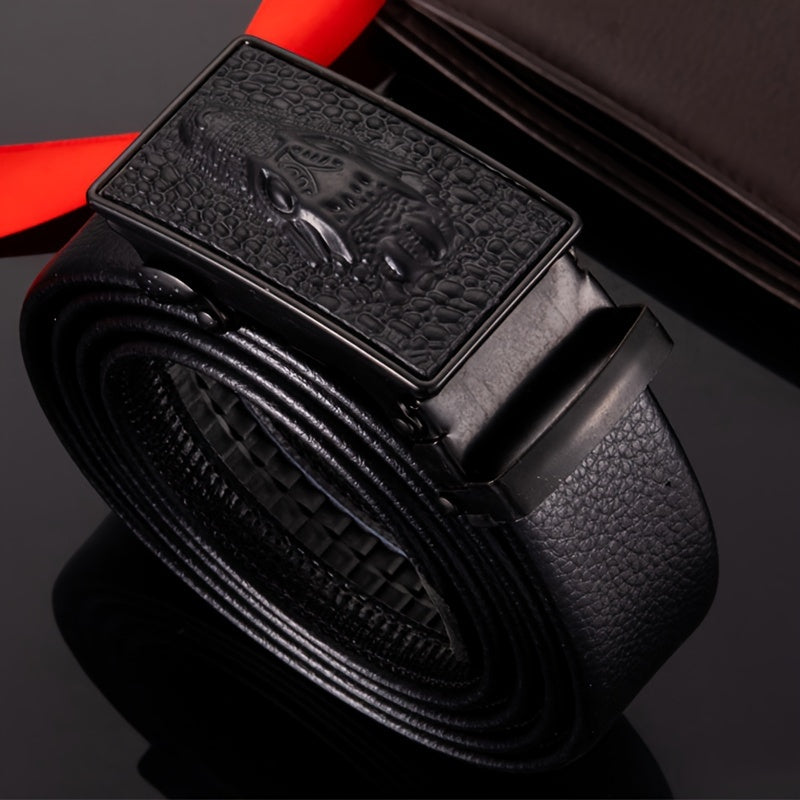 Men's Crocodile Pattern PU Leather Business Belt