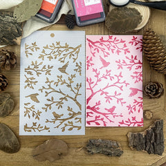 Twigs and Birds Stencil DIY Art Stencil for Painting on Wood Canvas Paper Fabric