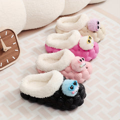 Boys Warm Clogs with Cartoon Charms - Non Slip Fleece Slippers