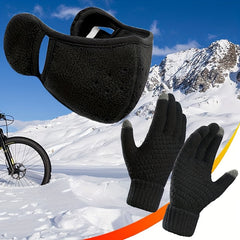 Outdoor Riding Ear Protection Mask Knitted Gloves Set