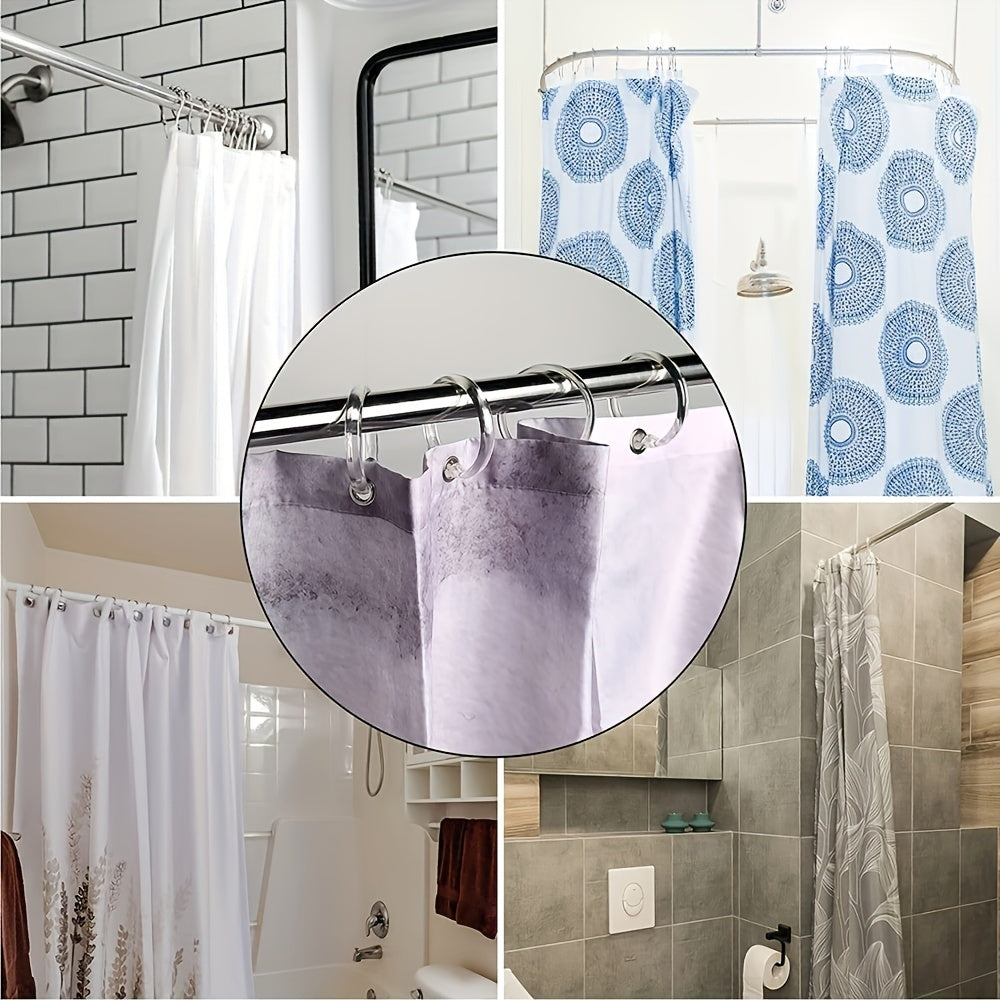12pcs Durable Plastic Shower Curtain Rings Transparent Bathroom Accessory