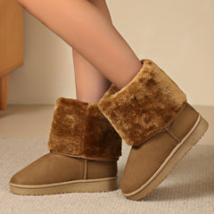 Women's Faux Fur Lined Mid Calf Boots Warm Winter Booties
