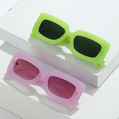 Rectangle Stripe Embossed Sunglasses Thick Temple Classic Eyeglasses