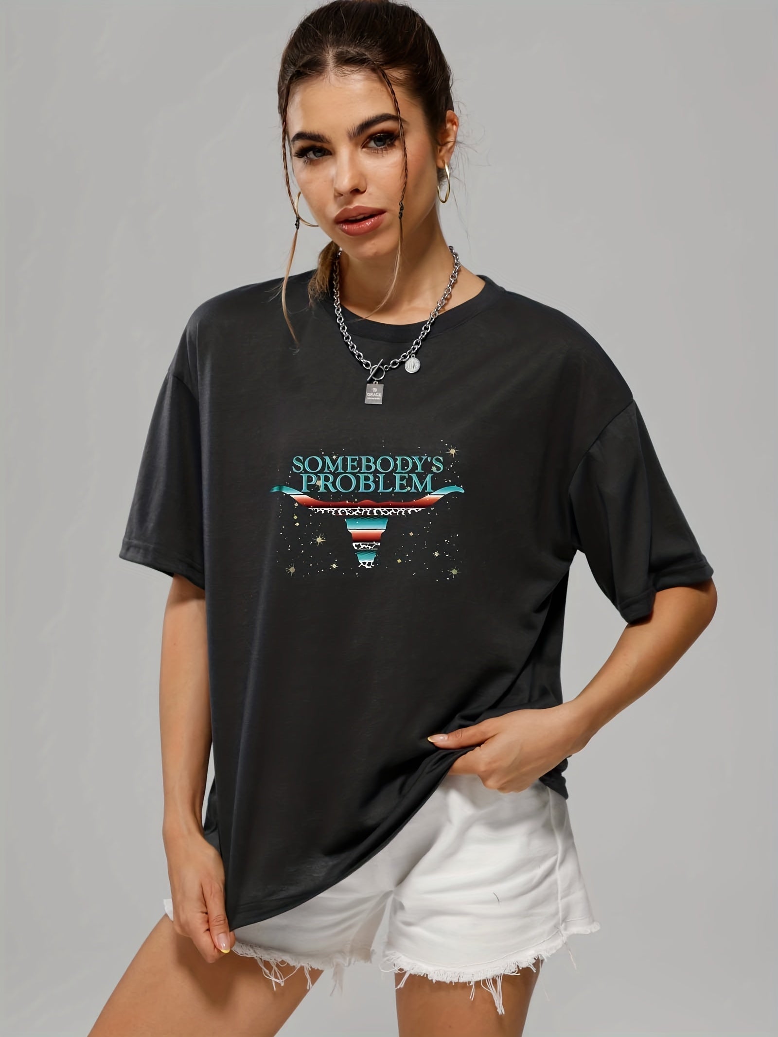 Casual Loose Sports Round Neck Short Sleeve T shirts Women's Summer Tops