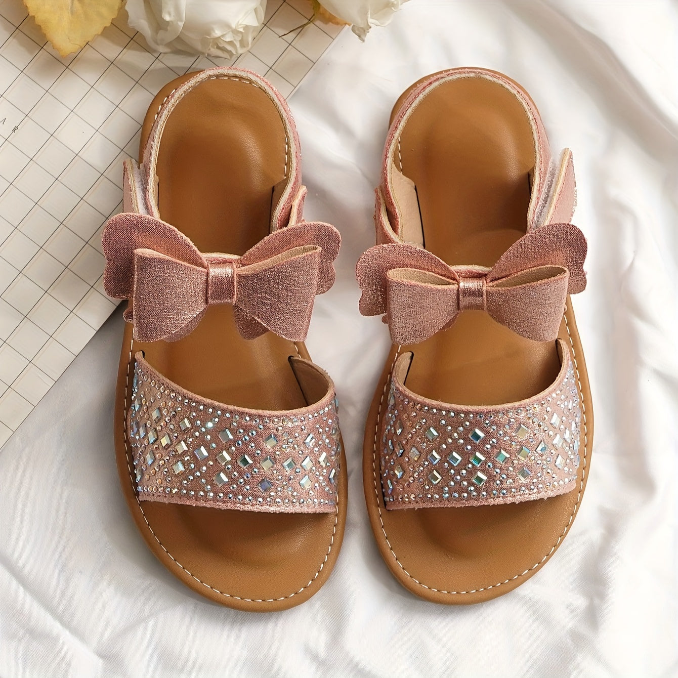 Girls Bowknot Open Toe Sandals Lightweight Indoor Outdoor Summer