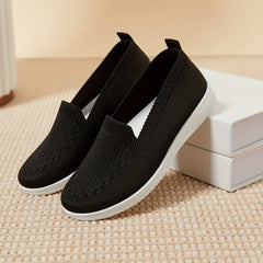 Women's Knitting Slip-On Flats Breathable Casual Low Top Walking Shoes