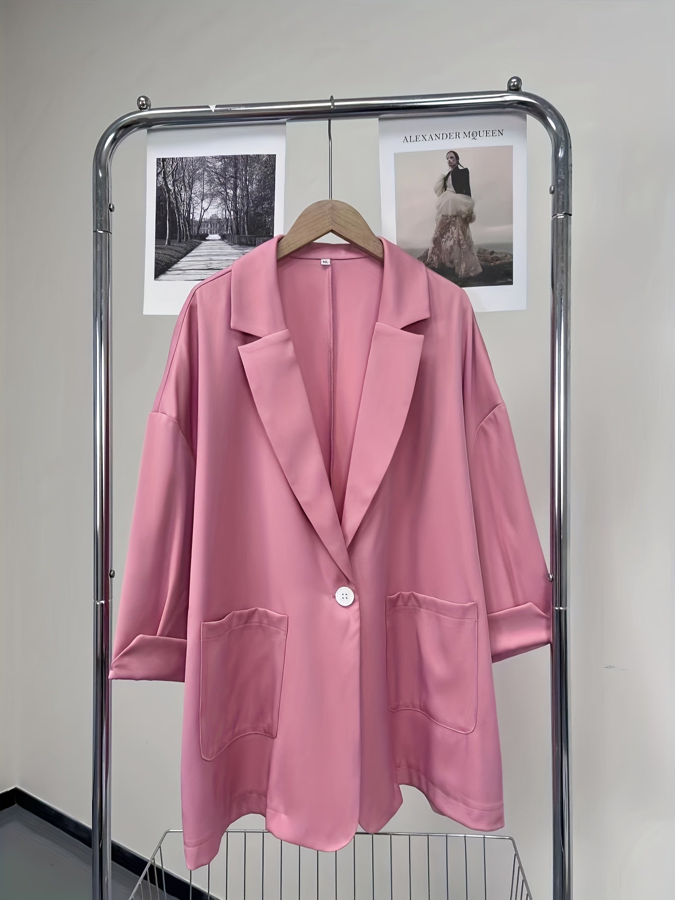 Casual Outfits Set Solid Blazer & Wide Leg Pants 2 Piece