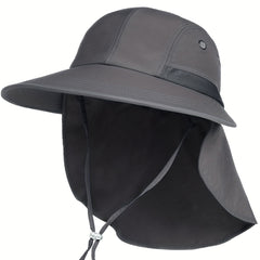 UPF 50 Wide Brim Hat w/ Neck Flap for Outdoor Activities