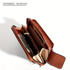 Faux Leather Crossbody Bag Long Wallet Mini Phone Coin Purse