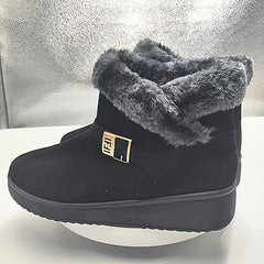 Women's Winter Faux Fur Ankle Boots Round Toe Side Zipper Short Boots