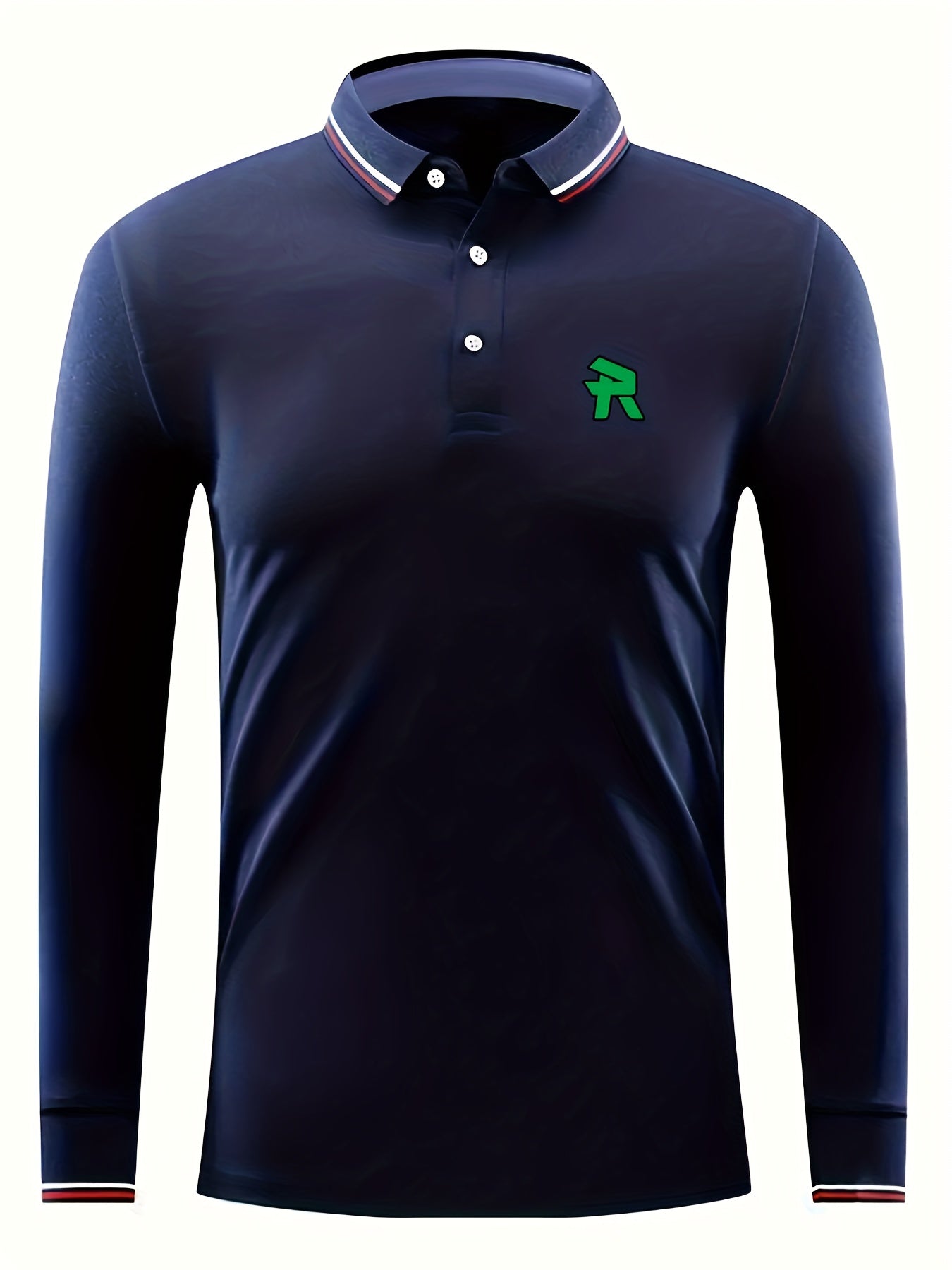Men's Lapel Golf Long Sleeve Print Tennis Sports Shirt Letter V Style Top