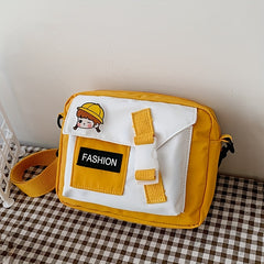 Letter Patch Bag Small Square Shoulder Bag With Pin