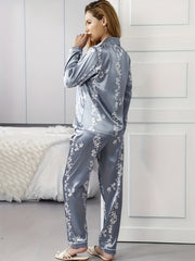 Floral Pajama Set Short Sleeve Top & Pants