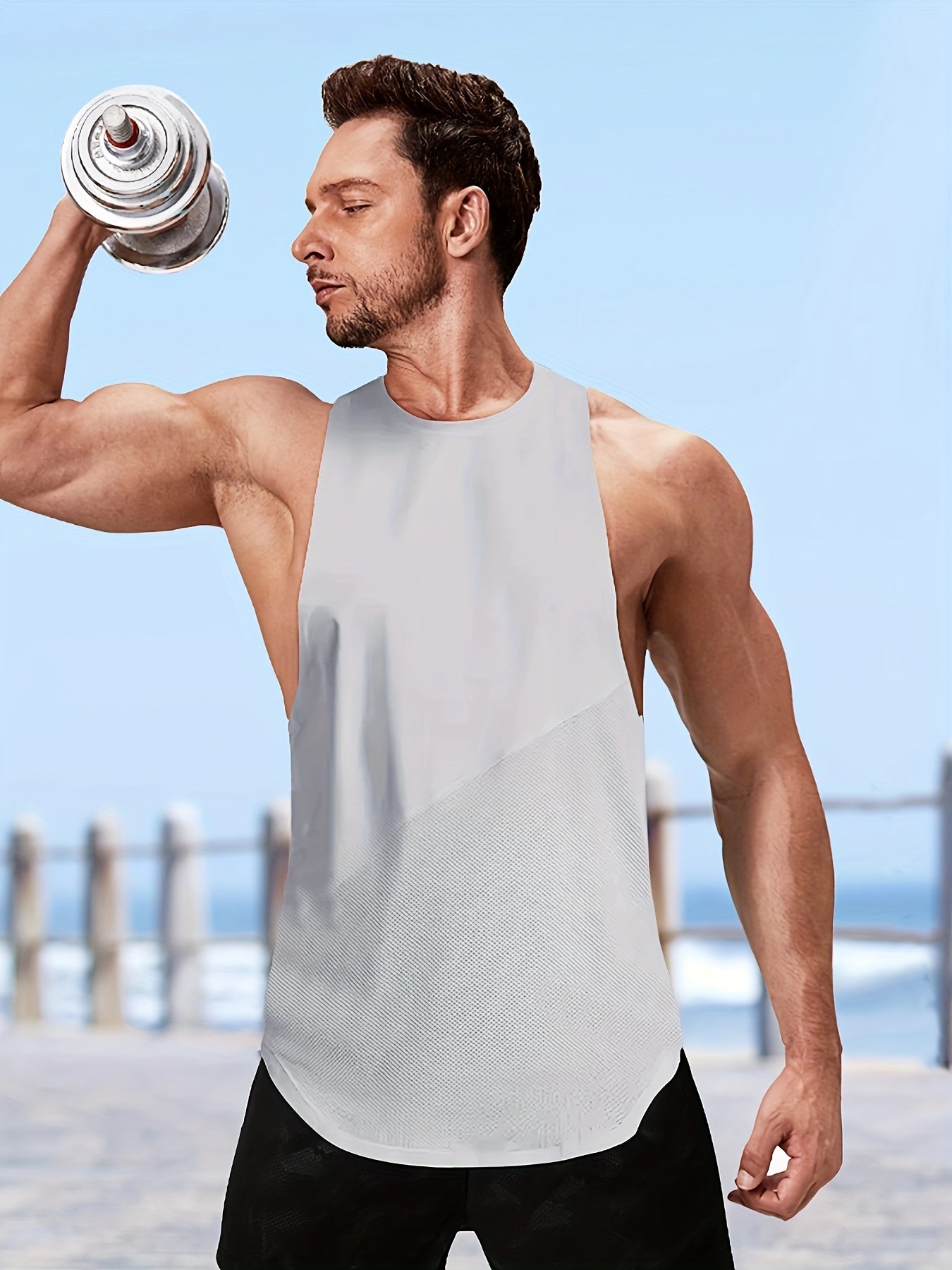 Men's Solid Tank Top for Summer Gym Workout