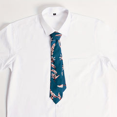 Leaf Print Unisex Tie Casual Shirt Bow
