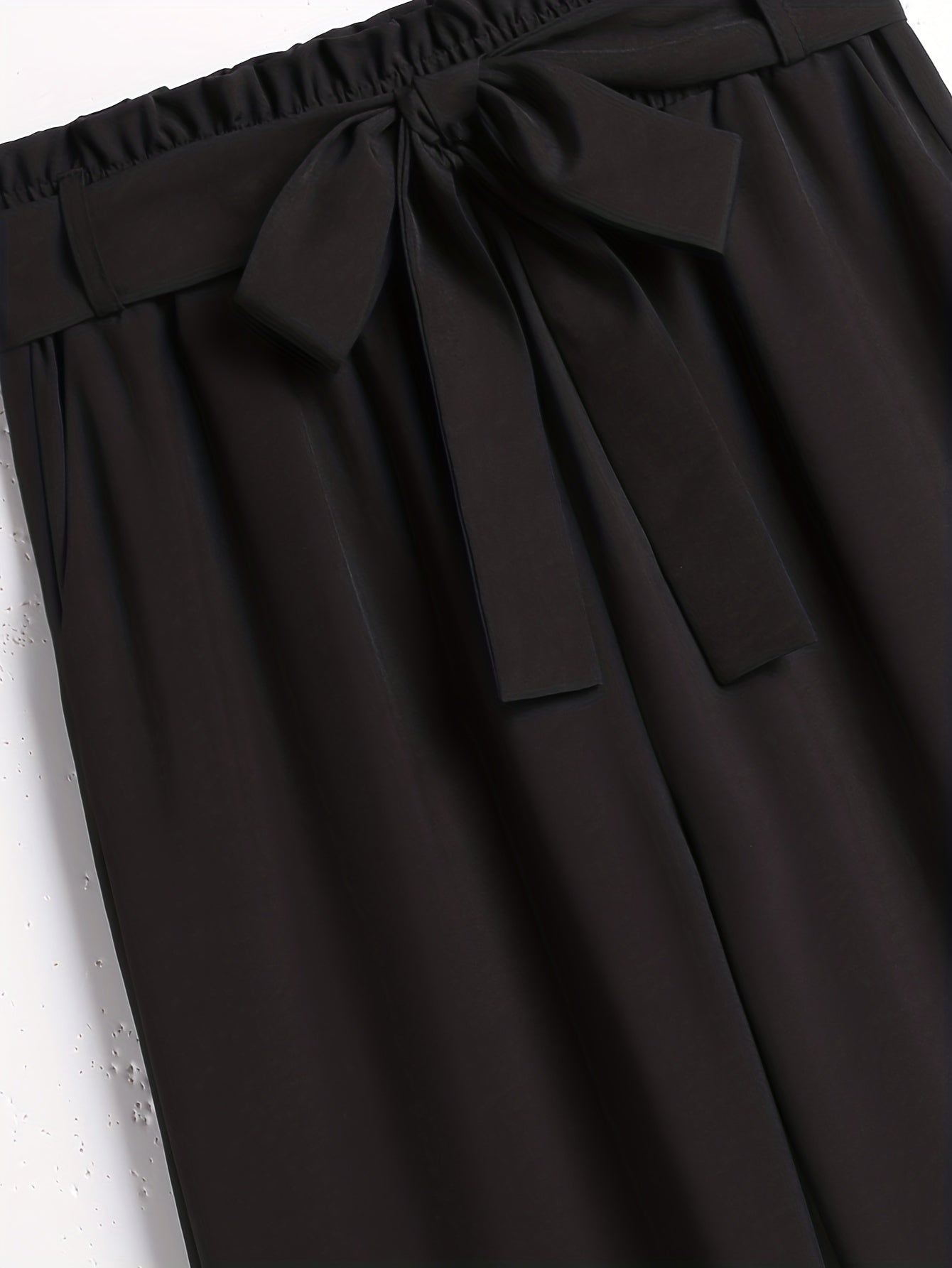 Wide Leg Pants Elastic Waist Belted Casual Pants