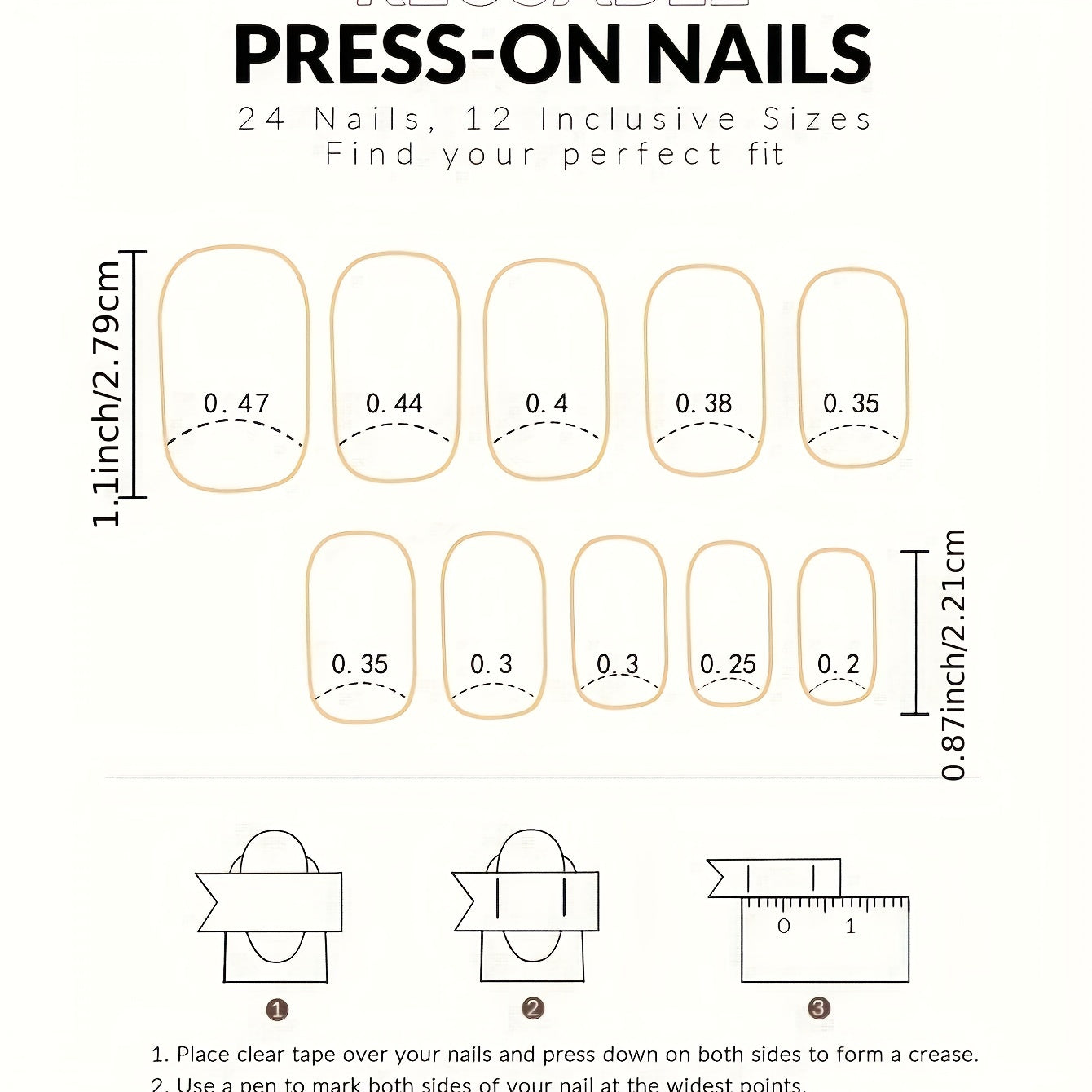 24pcs Glitter French Tip Press On Nails Short Square Acrylic Nails