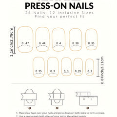 24pcs Glitter French Tip Press On Nails Short Square Acrylic Nails