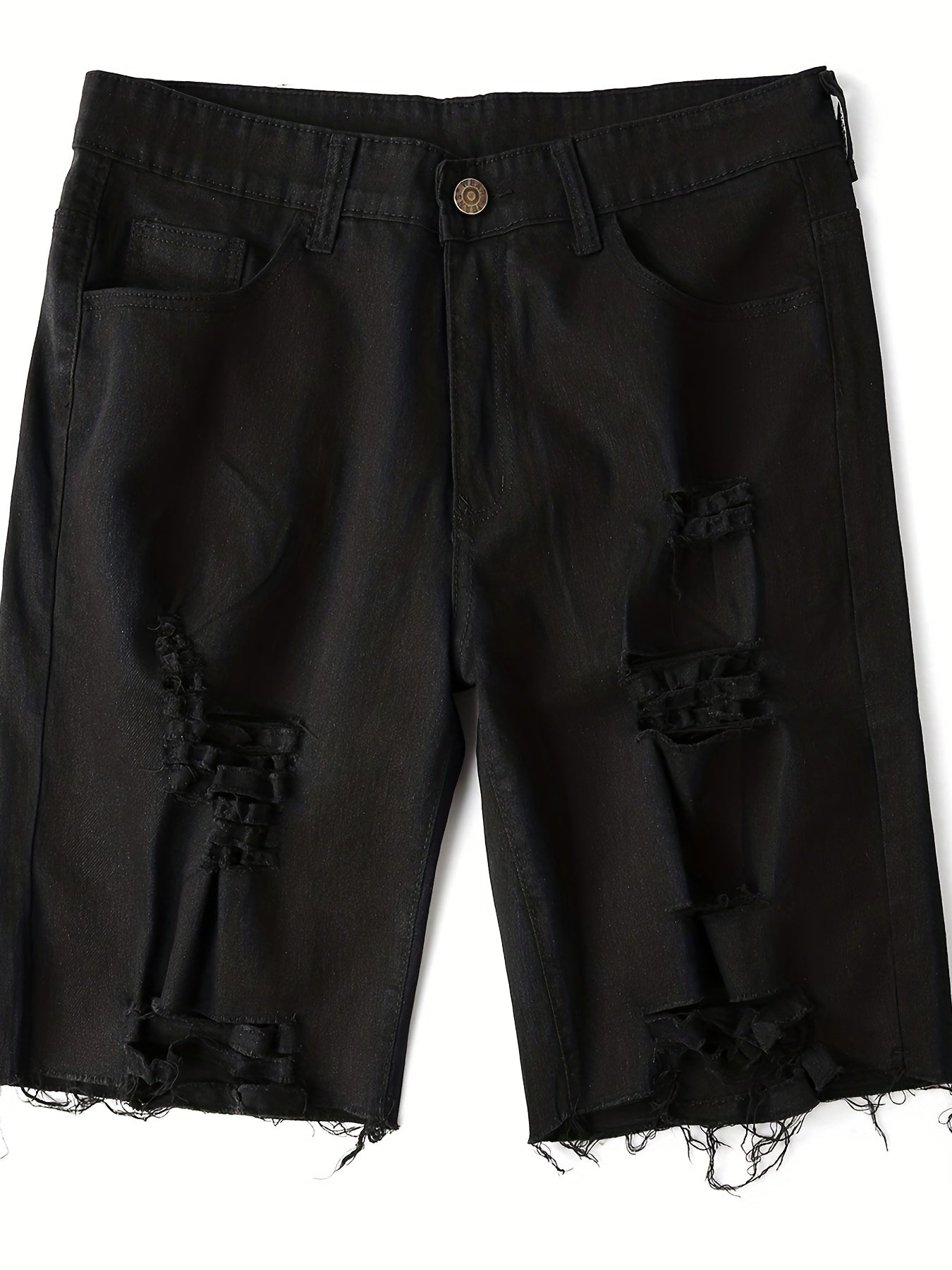Men's Ripped Denim Shorts Street Style Stretch Denim Shorts