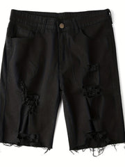 Men's Ripped Denim Shorts Street Style Stretch Denim Shorts