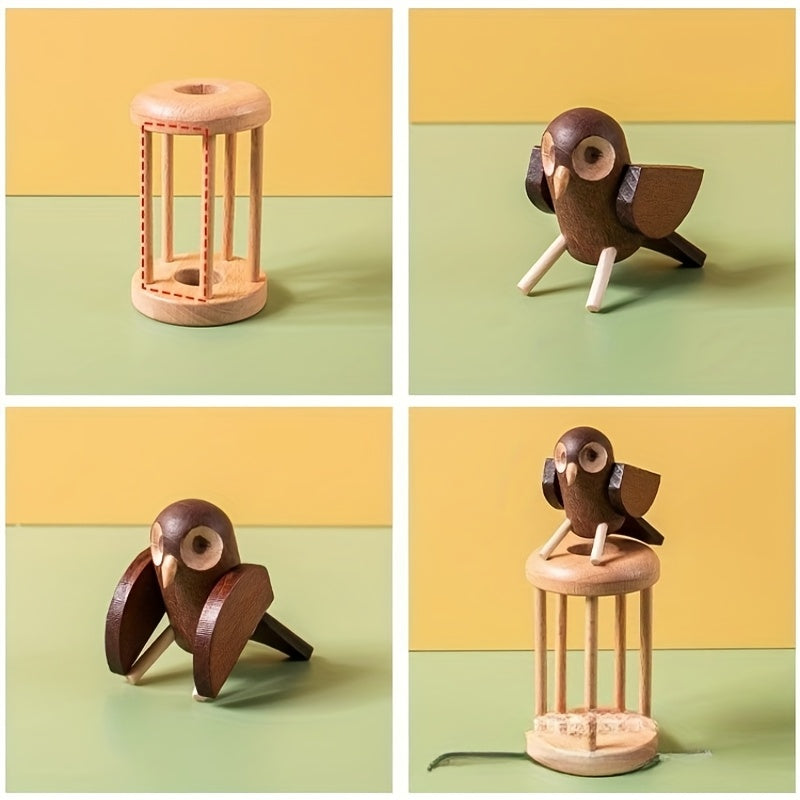 Wooden Owl Puzzle Lock Ten Level Difficult Portable Escape Room