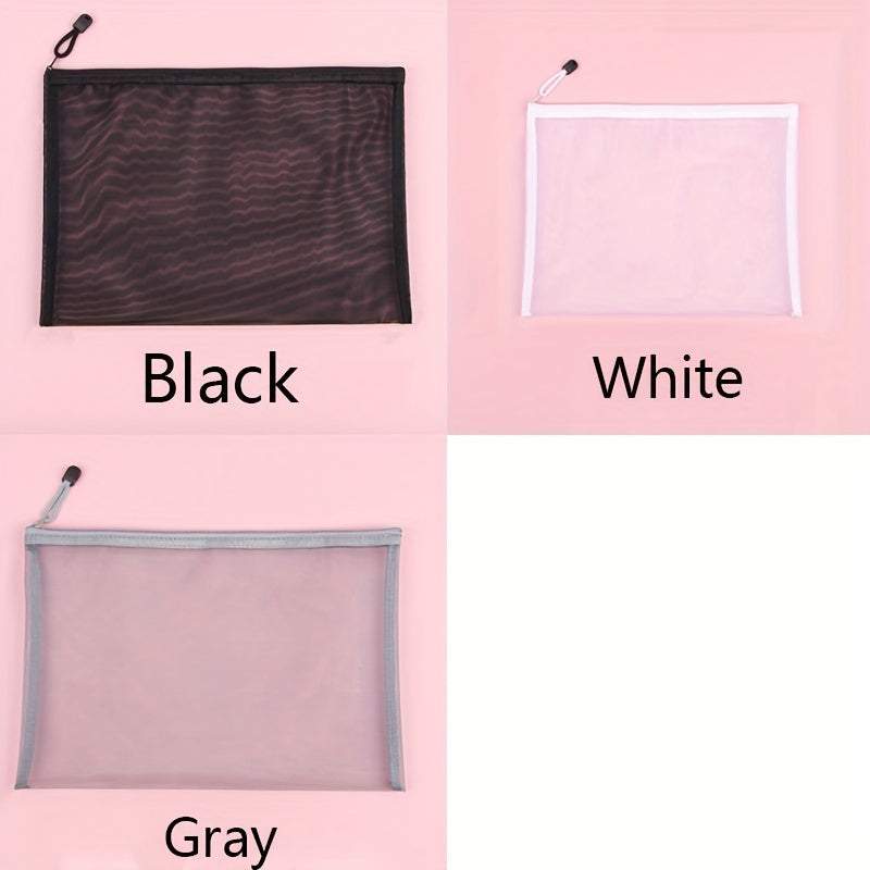 Transparent Mesh Pencil Case Zipper Large Capacity Pen Bag