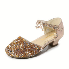 Glitter Bow Dress Shoes Princess Heels Party Wedding Girls Shoes
