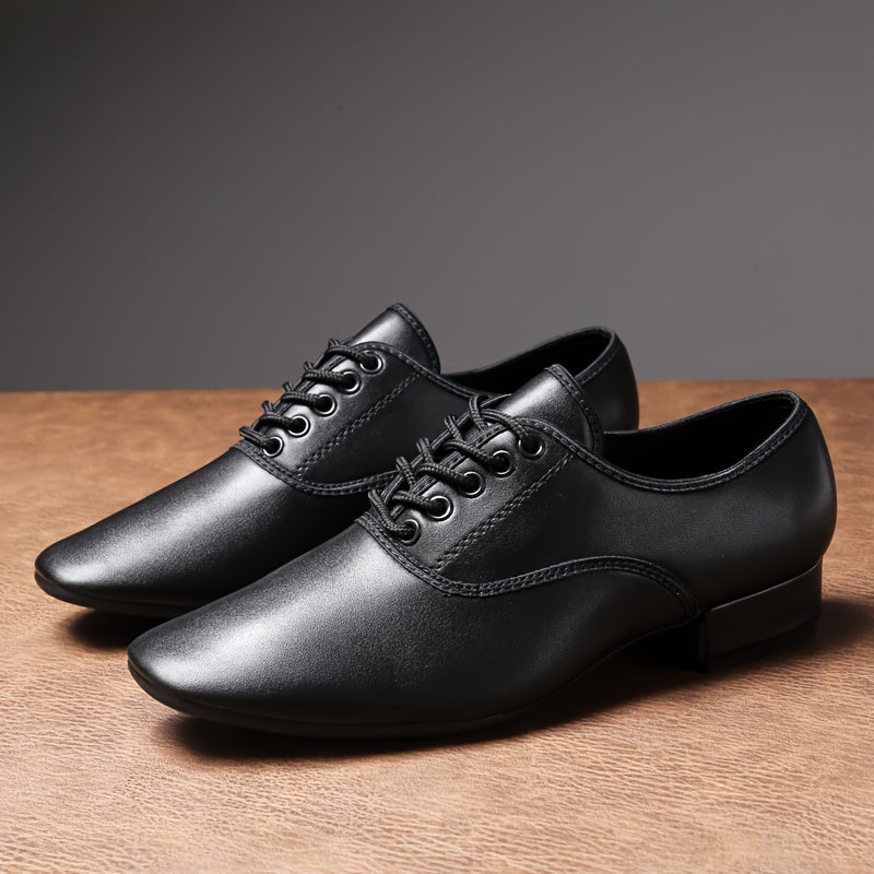 Men's Low Heel Point Shoes Comfy Lace Up Dance Shoes